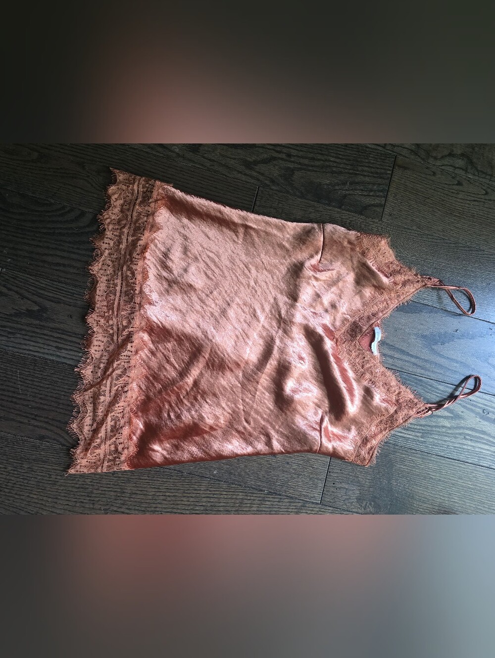 Silky Lace Trim Women's Camisole in Peach